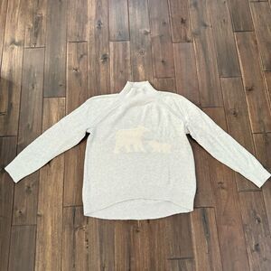 Loft Ivory Mock Neck Polar Bear Sweater L
